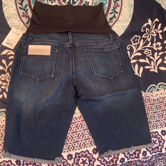 Maternity Dark Denim Bermuda Shorts Size 2 New - Picture 2 of 3
